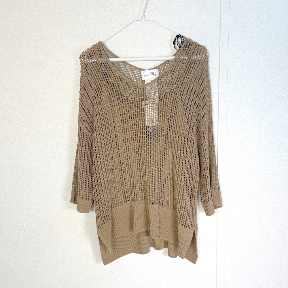 nwt joseph ribkoff open stitch sweater crochet overlay brown top set medium $205